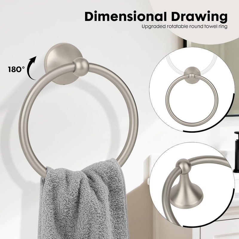 Ntipox 4 Piece Antique Bathroom Hardware Accessories Set Brushed Nickel,24 Inch Towel Bar Set,Towel Rack,Bathroom Towel Holder Set - Image 3